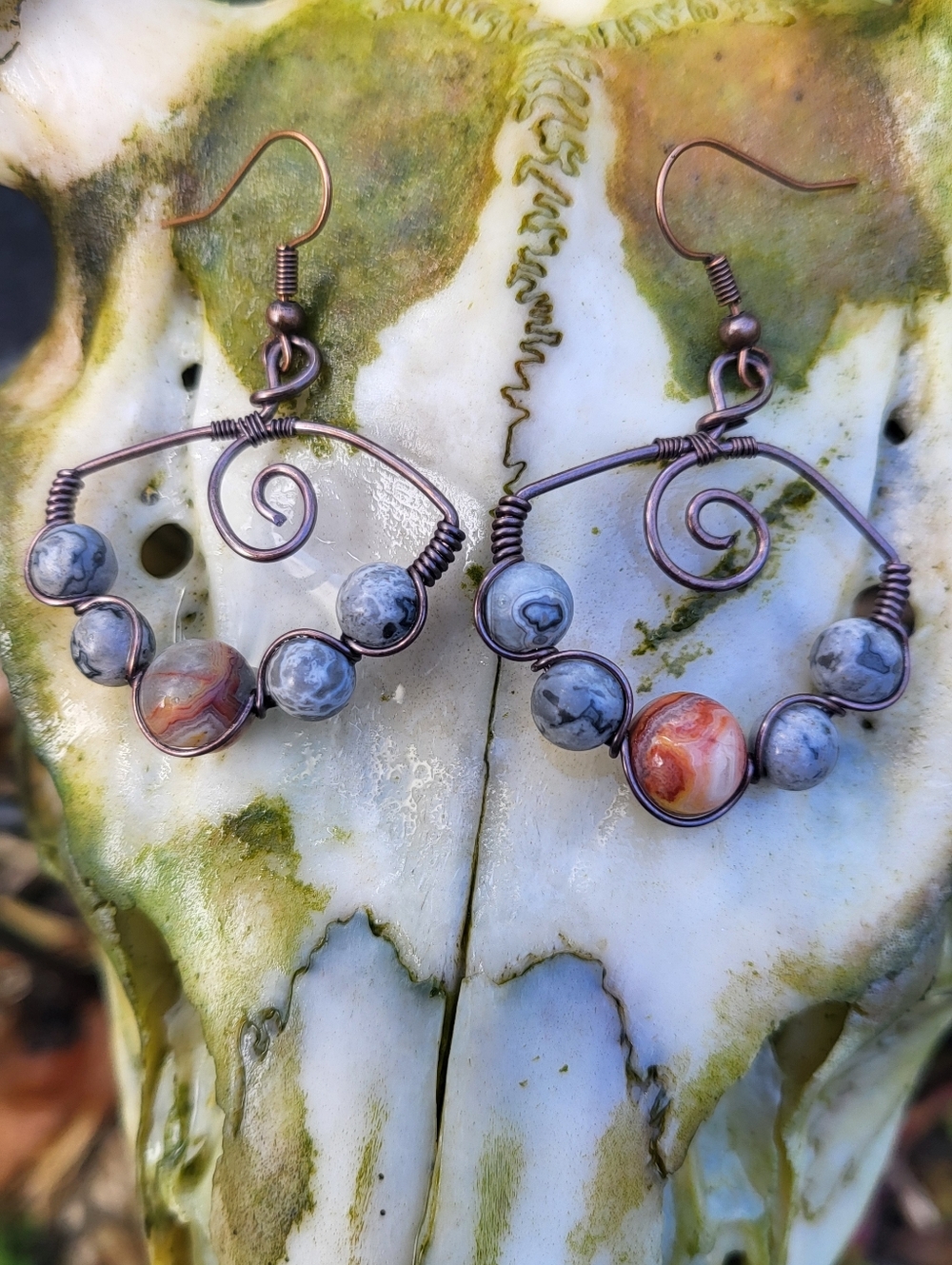Handmade Boho Copper & Bead Earrings